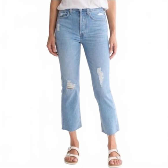 Frank & Eileen Monaghan Ripped Raw Hem Crop Straight Jeans 24
